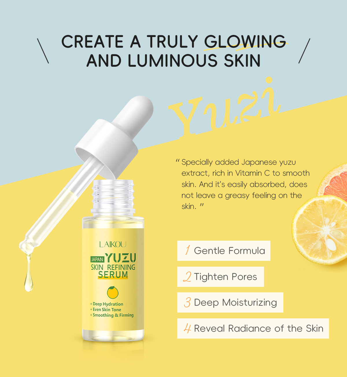 LAIKOU Grapefruit Essence  YUZ - Niacinamide Brightening Serum ulasan dan harga