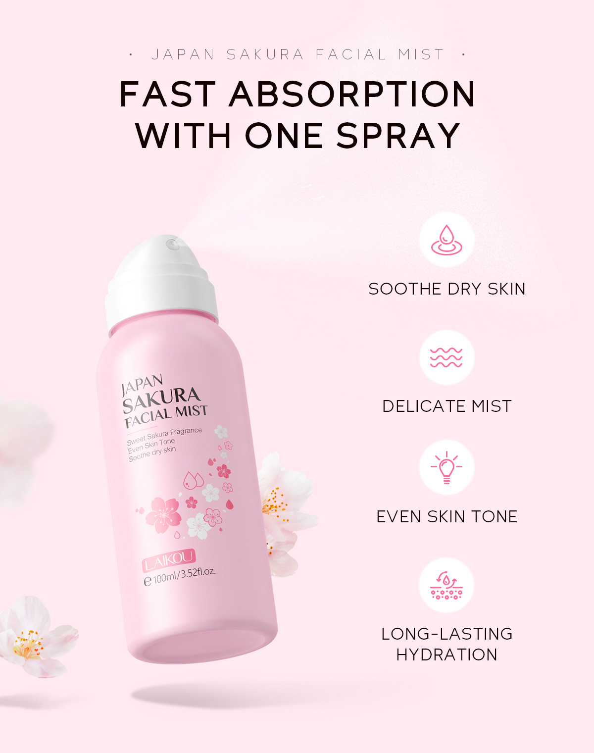LAIKOU Sakura Facial Mist Brig - Niacinamide Brightening Serum ulasan dan harga